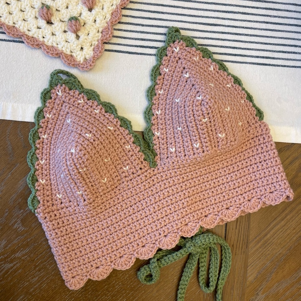 Vintage pink strawberry crop top